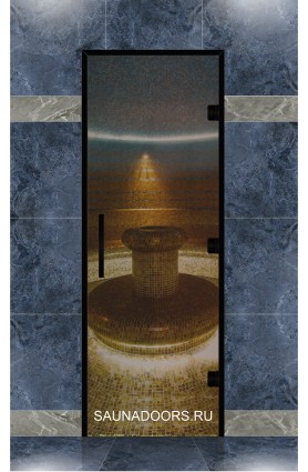 Дверь для ХАММАМА, серия "ПРЕМИУМ black", стекло бронза