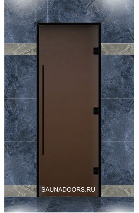 Дверь для ХАММАМА, серия "ПРЕМИУМ black", стекло бронза матовая