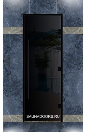 Дверь для ХАММАМА, серия "ПРЕМИУМ black", стекло ЧЕРНОЕ ГЛЯНЦЕВОЕ (ТРИПЛЕКС) 