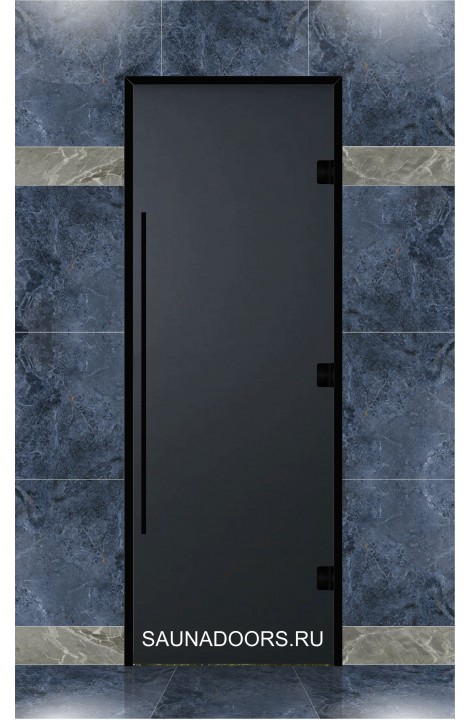 Дверь для ХАММАМА, серия "ПРЕМИУМ black", стекло серое матовое