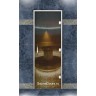 Дверь для ХАММАМА без порога, стекло бронза ручка 300 мм