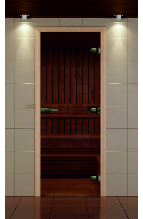 Дверь для сауны, серия "Премиум", коробка бук с замком