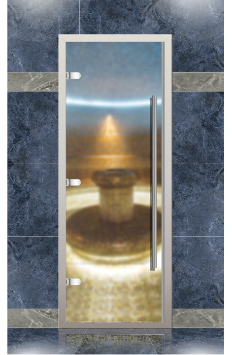 Дверь хамам Веста для турецкой бани с порогом, прозрачное матовое