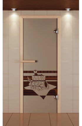 Дверь для сауны стандарт, серия "Банный вечер", стекло бронзовое