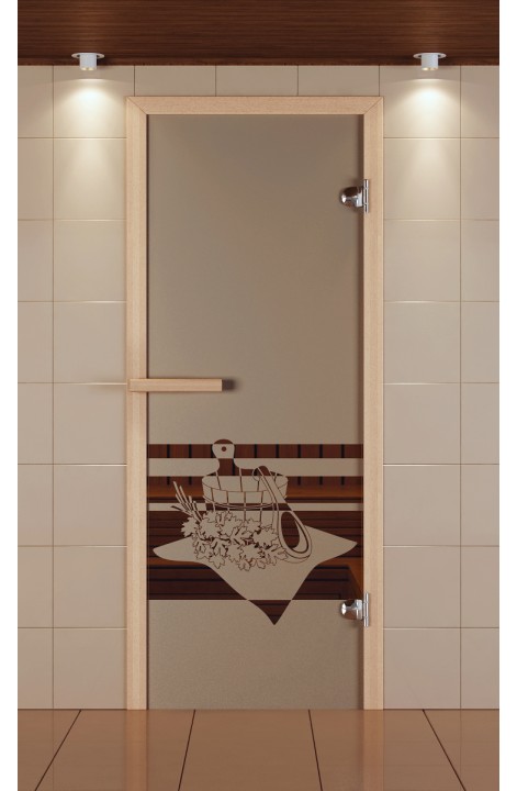 Дверь для сауны стандарт, серия "Банный вечер", стекло бронзовое