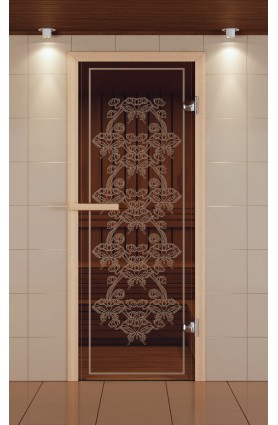 Дверь для сауны стандарт, серия "Бабочка", стекло бронзовое