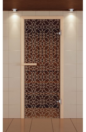 Дверь для сауны стандарт, серия "Тиффани", стекло бронзовое