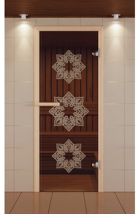 Дверь для сауны стандарт, серия "Жасмин", стекло бронзовое