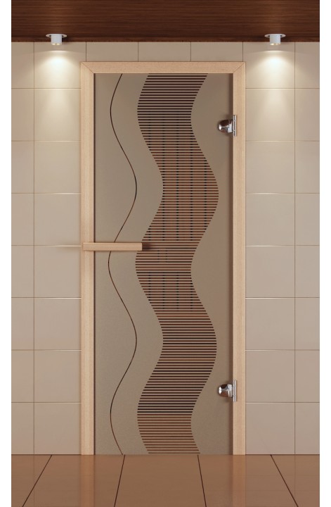 Дверь для сауны стандарт, серия "Муара", стекло бронзовое