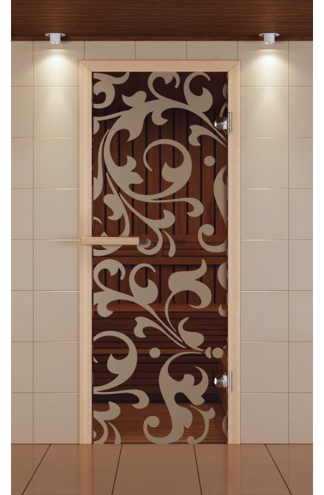Дверь для сауны стандарт, серия "Петергоф", стекло бронзовое