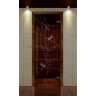 Дверь для сауны, серия "Премиум", коробка термобук стекло с рисунком Стрекоза