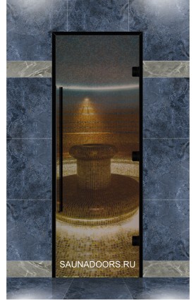 Дверь для ХАММАМА, серия "ПРЕМИУМ black", стекло бронза